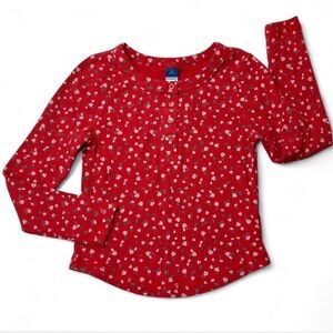 Old Navy Red Floral Long Sleeve Tee